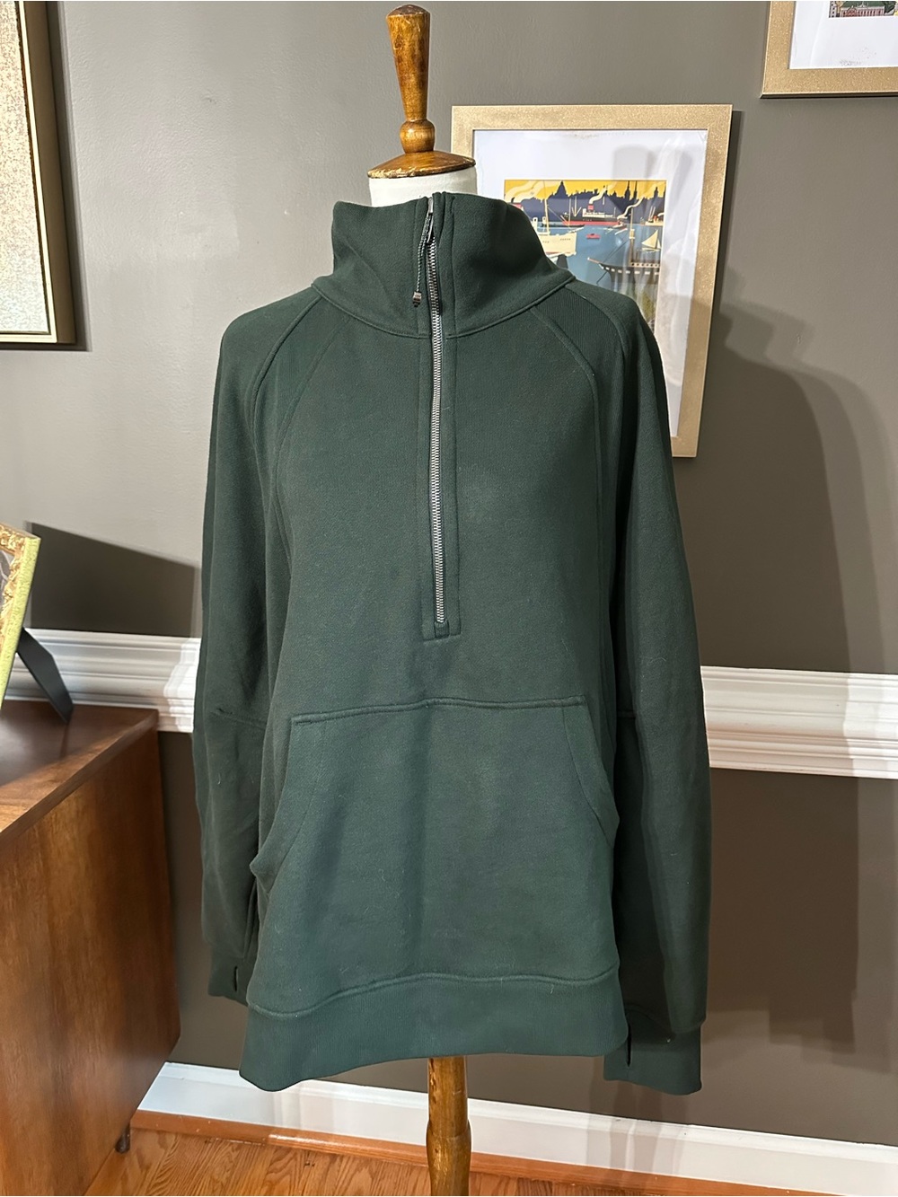 lululemon athletica Dark Green Quarter-Zip Pullover Hoodie. XL